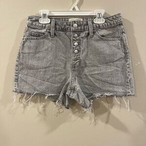 Gray High-Waisted Universal Thread Jean Shorts with Frayed Hem